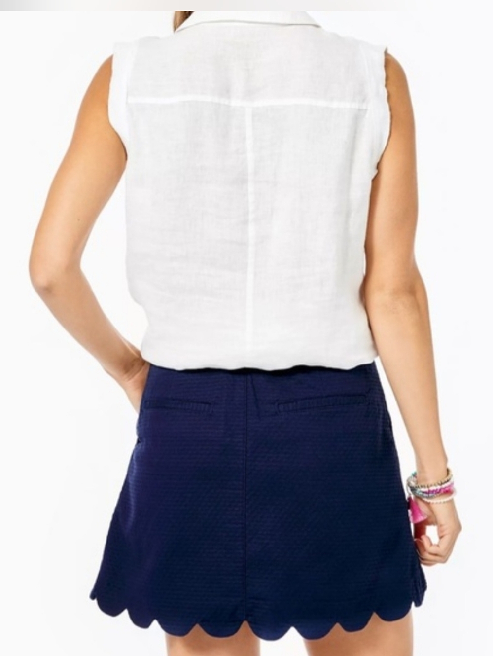 Lilly Pulitzer Colette Scallop Hem Skort Navy Size 2 - Picture 3 of 13